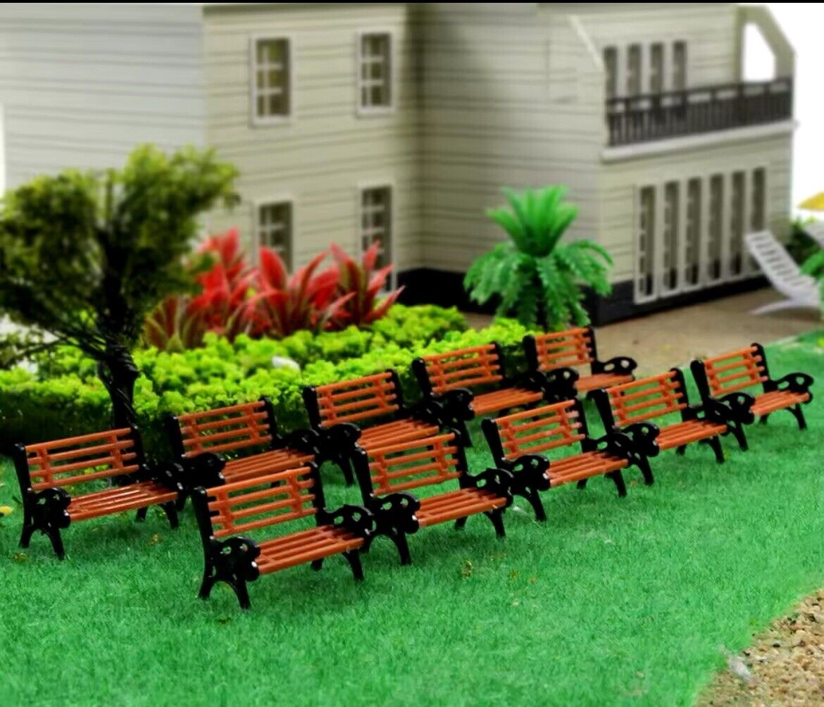 10er Set Parkbank Holzbank Diorama Modelleisenbahn Landschaft H0 1:87