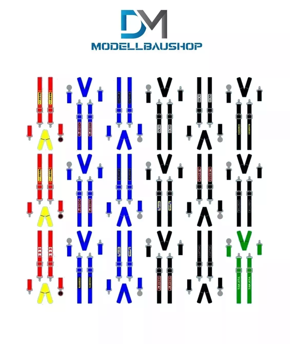 Sportgurte Schroth Hosenträgergurte Modellauto 1:43 Tuning Decal