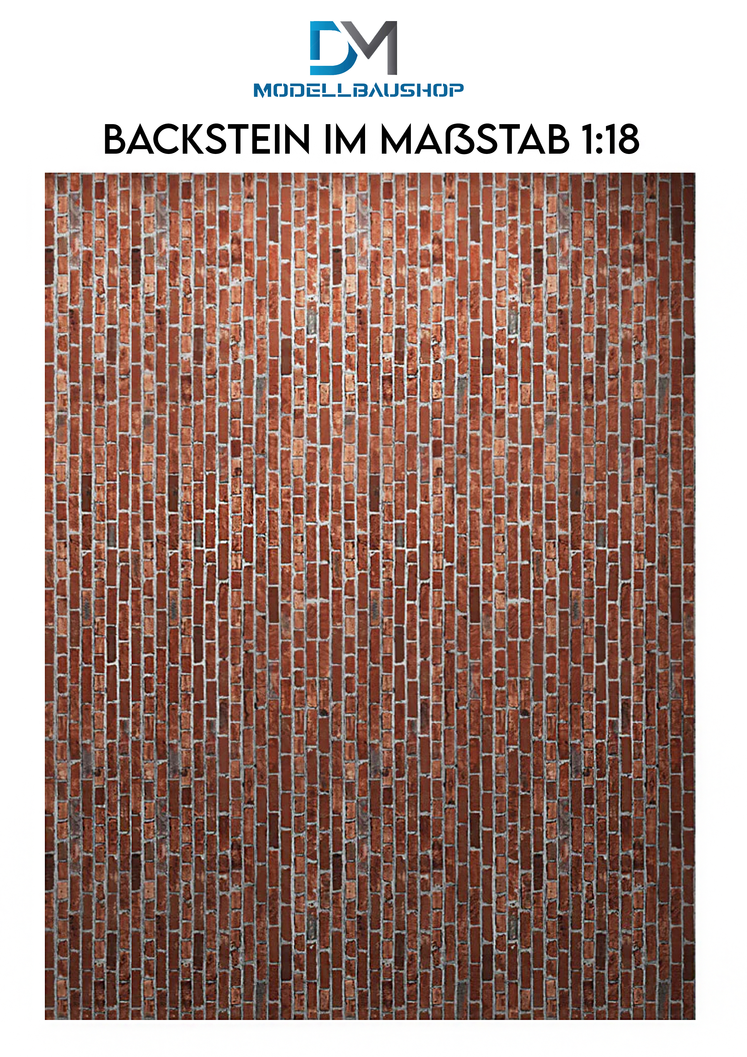 Backsteinwand Mauer Decal Diorama Modellbau 1:18