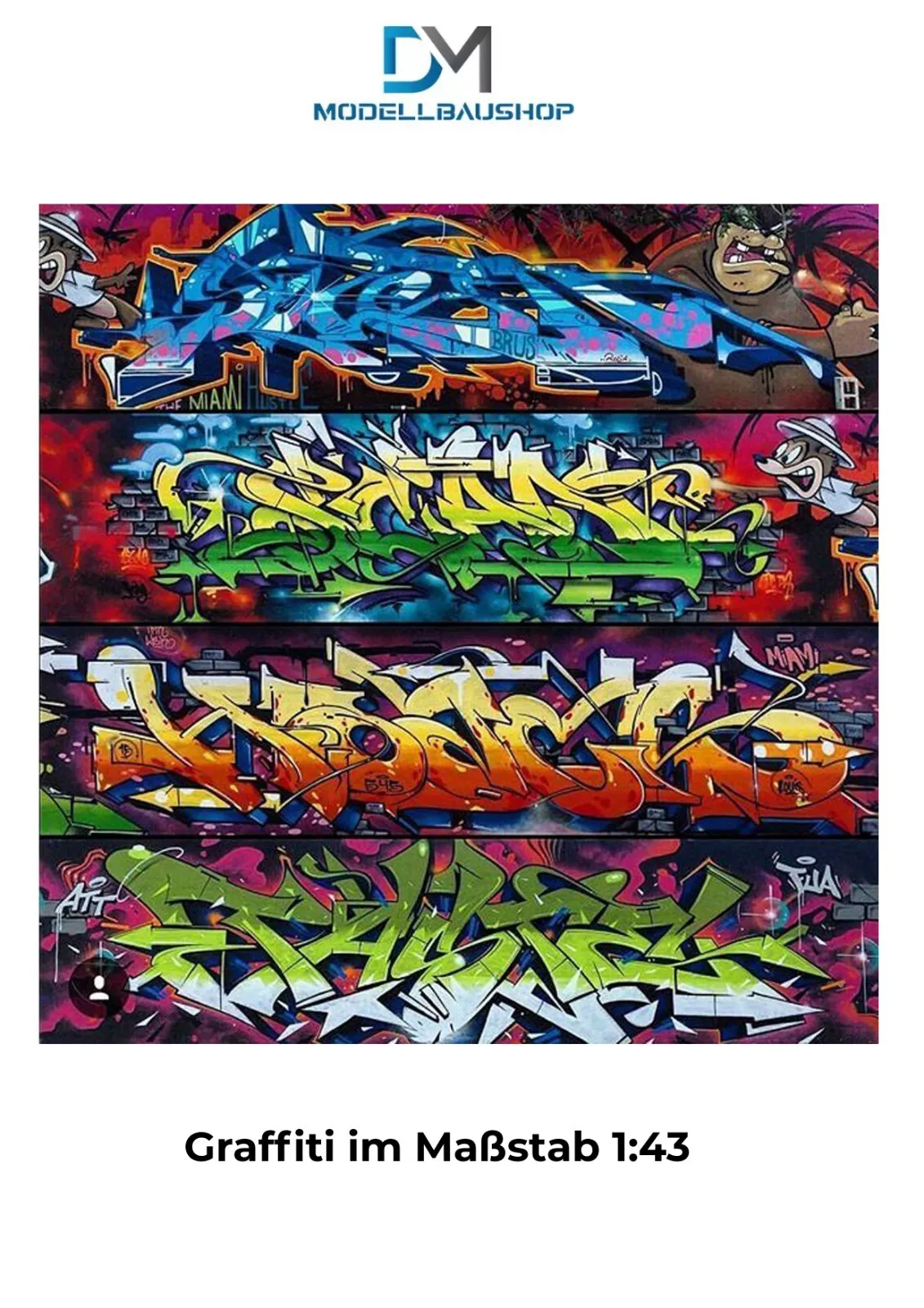 Graffiti Mauer Decal Spray Oldschool Bronx Diorama Modellbau 1:43