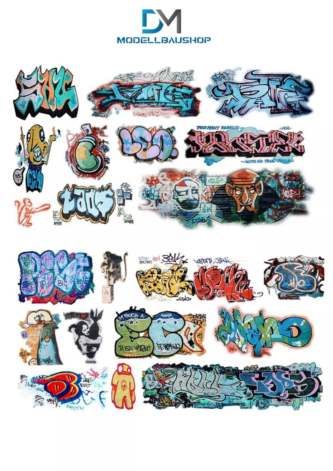 Graffiti Mauer Decal Spray Oldschool Kunst Diorama Modellbau 1:43