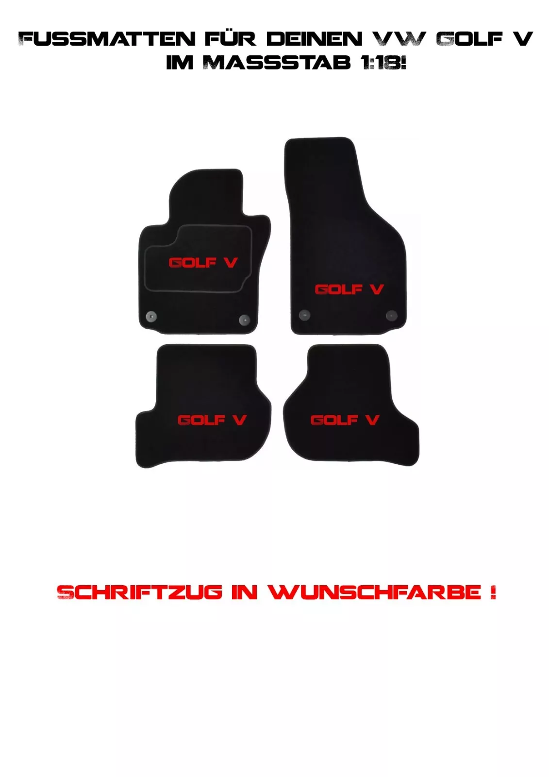 Fußmatten für Golf V Modellauto Tuning 1:18