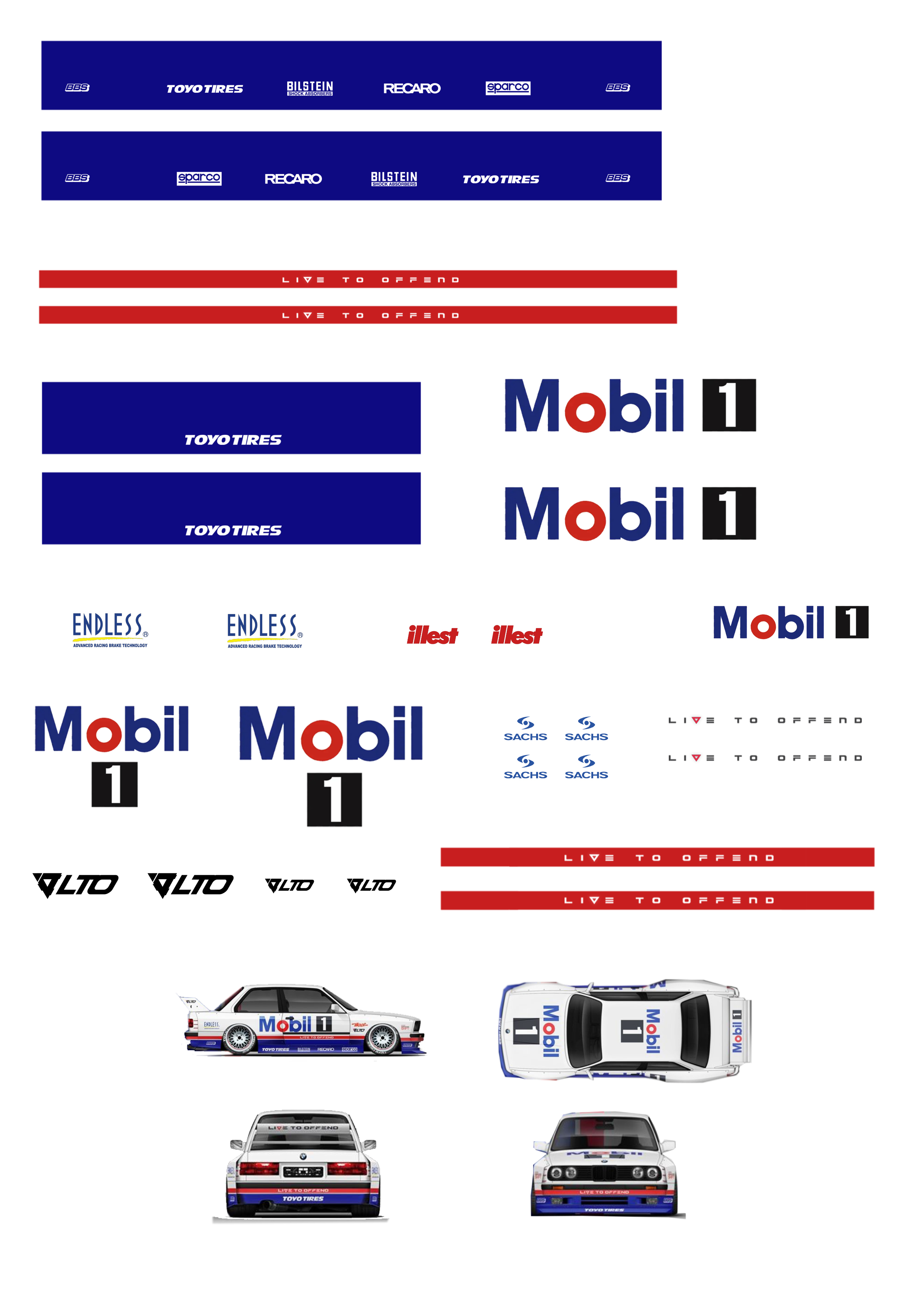 Mobil Design Oldschool Racing Decal Modellauto Tuning 1:18