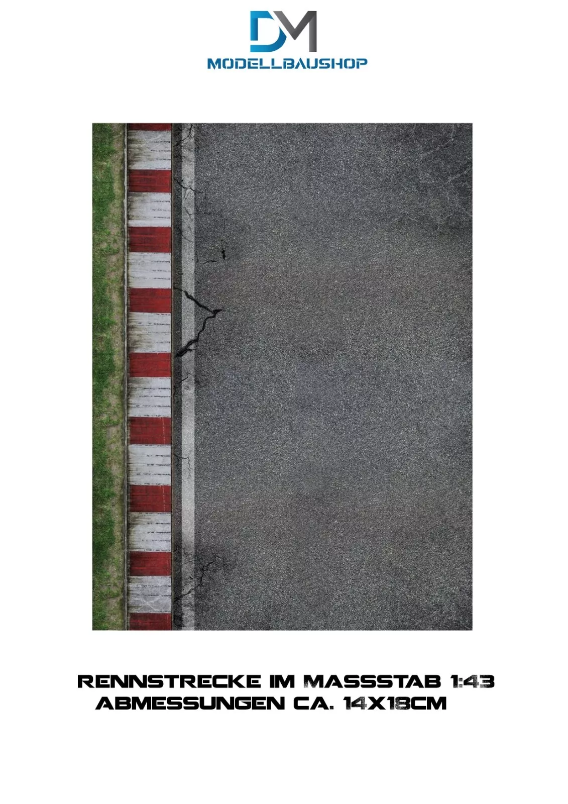 Decal Diorama Rennstrecke Asphalt Curbs 1:43 Modellauto 14x18 cm selbstklebend