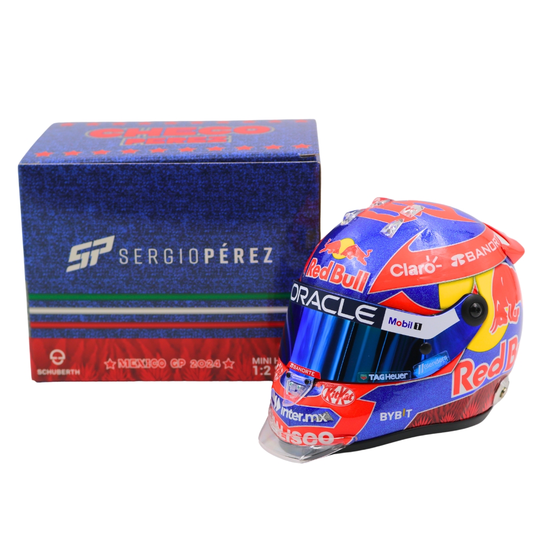 Sergio Pérez Miniaturhelm Formel 1 Mexiko GP 2024 1:2