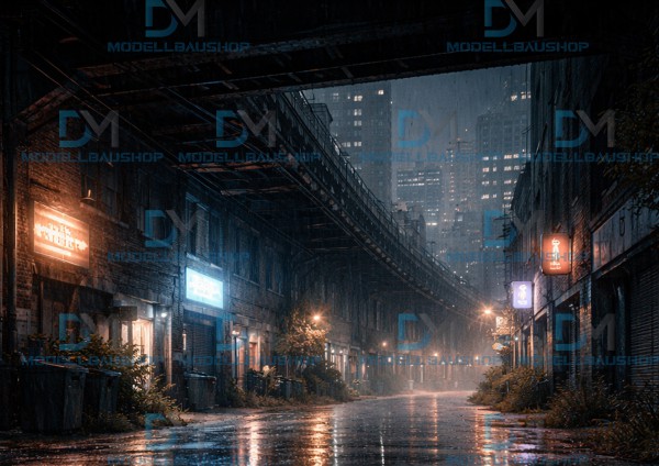 Rückwand Diorama Gasse Nacht Decal Modellbau Szene Tuning 1:18-1:43