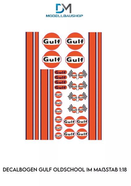 Decalbogen Sticker A4 Gulf Racing Modellauto Tuning Design 1:18