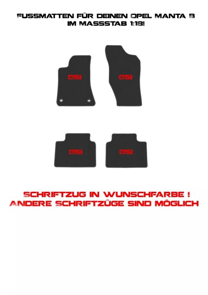 Fußmatten für Opel Manta B GSI Modellauto Tuning 1:18