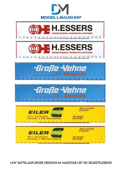 LKW Auflieger Livery 18 Folie Design Selbstklebend H0 1:87 Modellbau