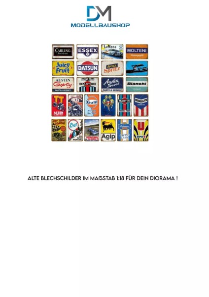 Alte Blechschilder 4 Tuning 1:18 Diorama Modellbau Realistisch Werkstatt Garage