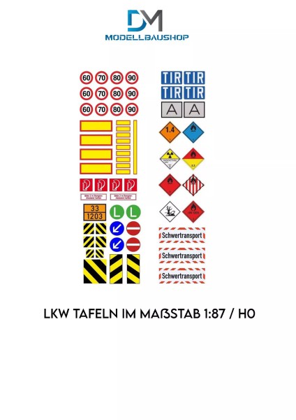 LKW Schilder Tafeln 1:87 Spur H0 Diorama Modellbau Realistisch Werkstatt Garage