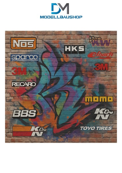 Decal Diorama Mauer Grafitti Werbung Werkstatt 1:18 selbstklebend