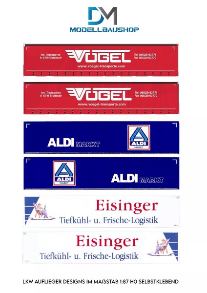 LKW Auflieger Livery 10 Folie Design Selbstklebend H0 1:87 Modellbau