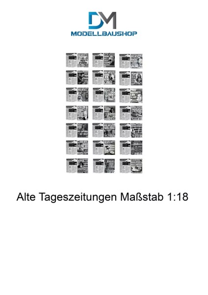 Alte Tageszeitungen 1:18 Diorama Modellbau Realistisch Werkstatt Garage