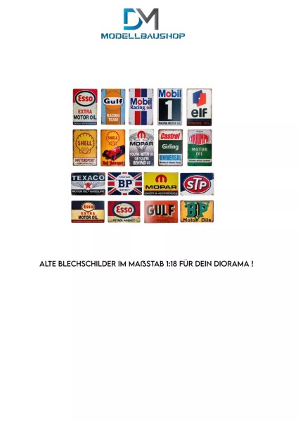 Alte Blechschilder 5 Tuning 1:18 Diorama Modellbau Realistisch Werkstatt Garage
