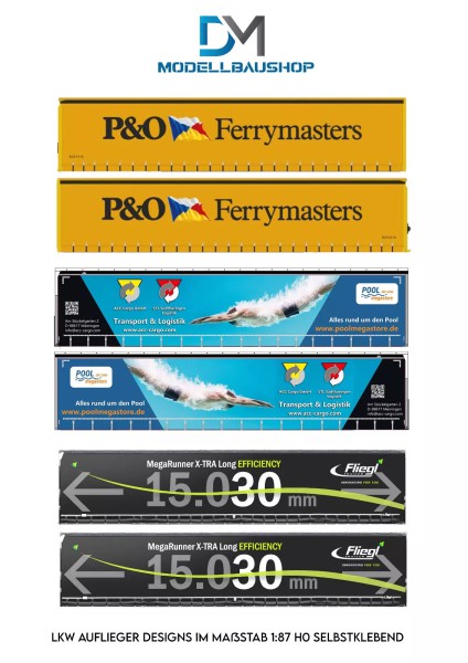 LKW Auflieger Livery 2 Folie Design Selbstklebend H0 1:87 Modellbau