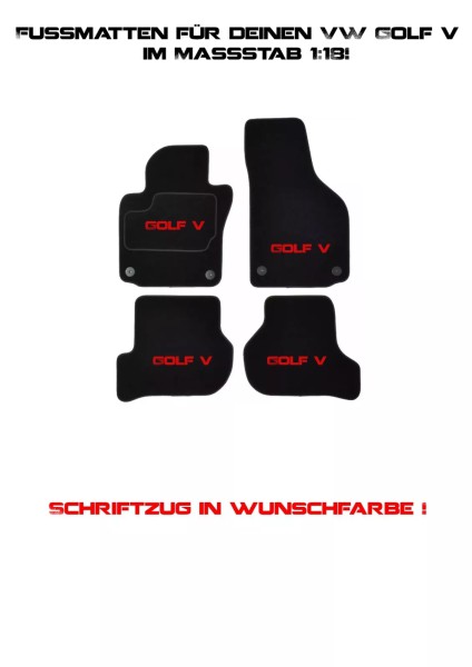 Fußmatten für Golf V Modellauto Tuning 1:18