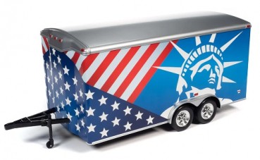 AMM1284 Enclosed Trailer Patriotic Modell, 1:18 Enclosed Trailer, patriotischer Trailer Modell, Sammlermodellautos, dm-modellbaushop, Enclosed Trailer Modell kaufen, hochwertige Modellautos, detailliertes Trailer Modell, AMM1284 Modellauto