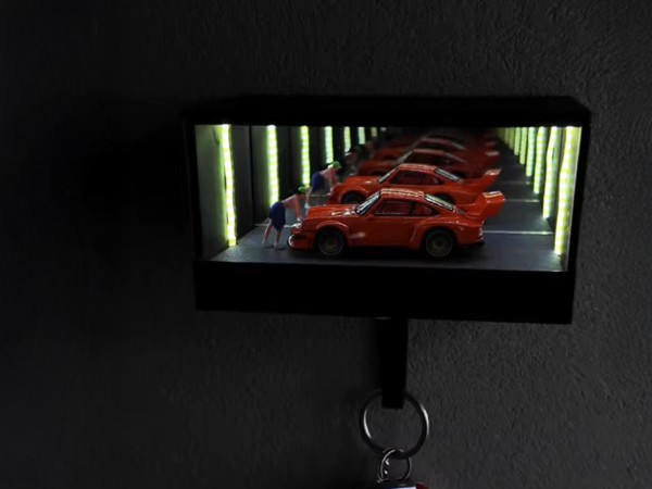 Modellauto Garage Schlüsselhalter Wand Autoschlüssel Werkstatt Dekorativer Schlüsselhaken LED