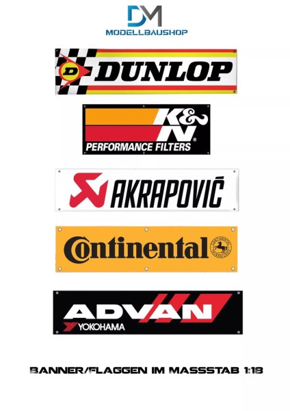 Banner Flaggen 1:18 Diorama Modellbau Werkstatt Garage Tuning