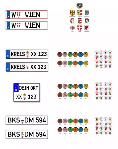 2er Set Wunschkennzeichen Nummernschild für Modellauto 1:18 Diorama Decal oder selbstklebend