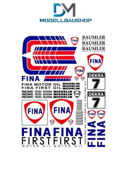 Decalbogen Sticker A4 FINA Racing Modellauto Tuning Design 1:18