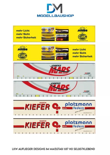 LKW Auflieger Livery 12 Folie Design Selbstklebend H0 1:87 Modellbau