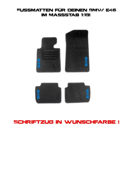Fußmatten für BMW E46 Coupe Limo Touring Compact Modellauto Tuning 1:18