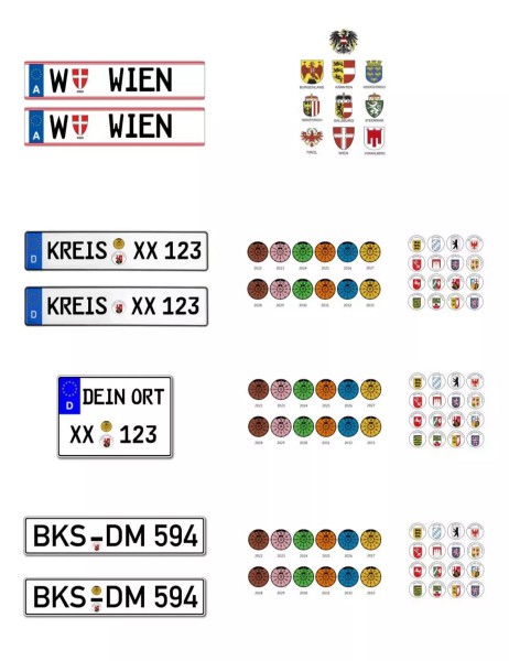 2er Set Wunschkennzeichen Nummernschild für Modellauto 1:10 Diorama Decal oder selbstklebend