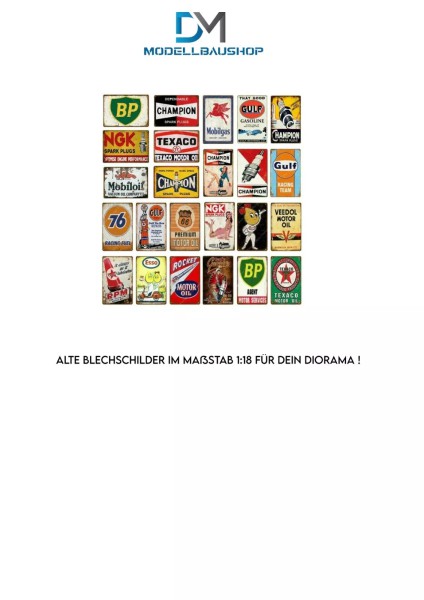 Alte Blechschilder 1 Tuning 1:18 Diorama Modellbau Realistisch Werkstatt Garage