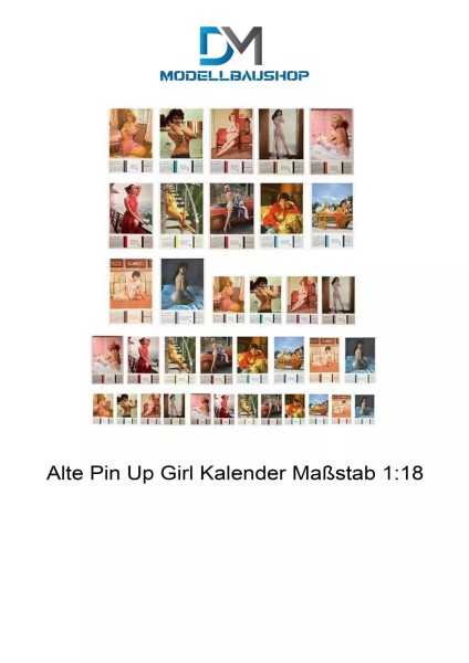 Pin Up Girl Kalender 1:18 Diorama Modellbau Realistisch Werkstatt Garage