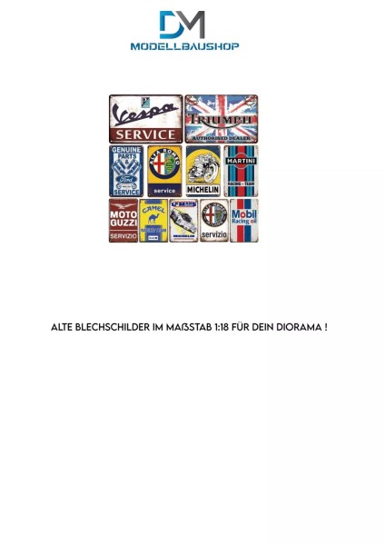 Alte Blechschilder 3 Tuning 1:18 Diorama Modellbau Realistisch Werkstatt Garage