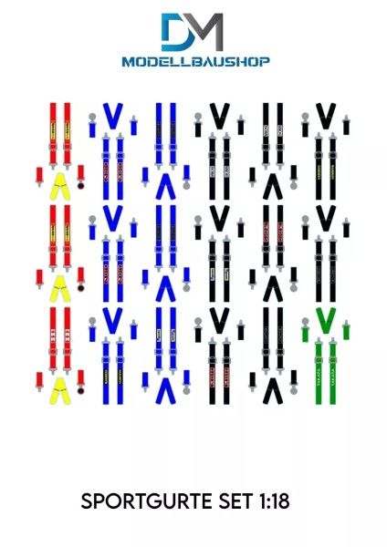 Sportgurte Schroth Hosenträgergurte Modellauto 1:18 Tuning Decal